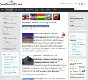 Die Homepage von SuedamerikaTours.de